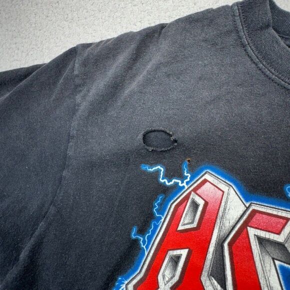 ACDC Shirt Men Large Black Liquid Blue Angus Caricature Devil Horn Rock Band - Picture 7 of 16